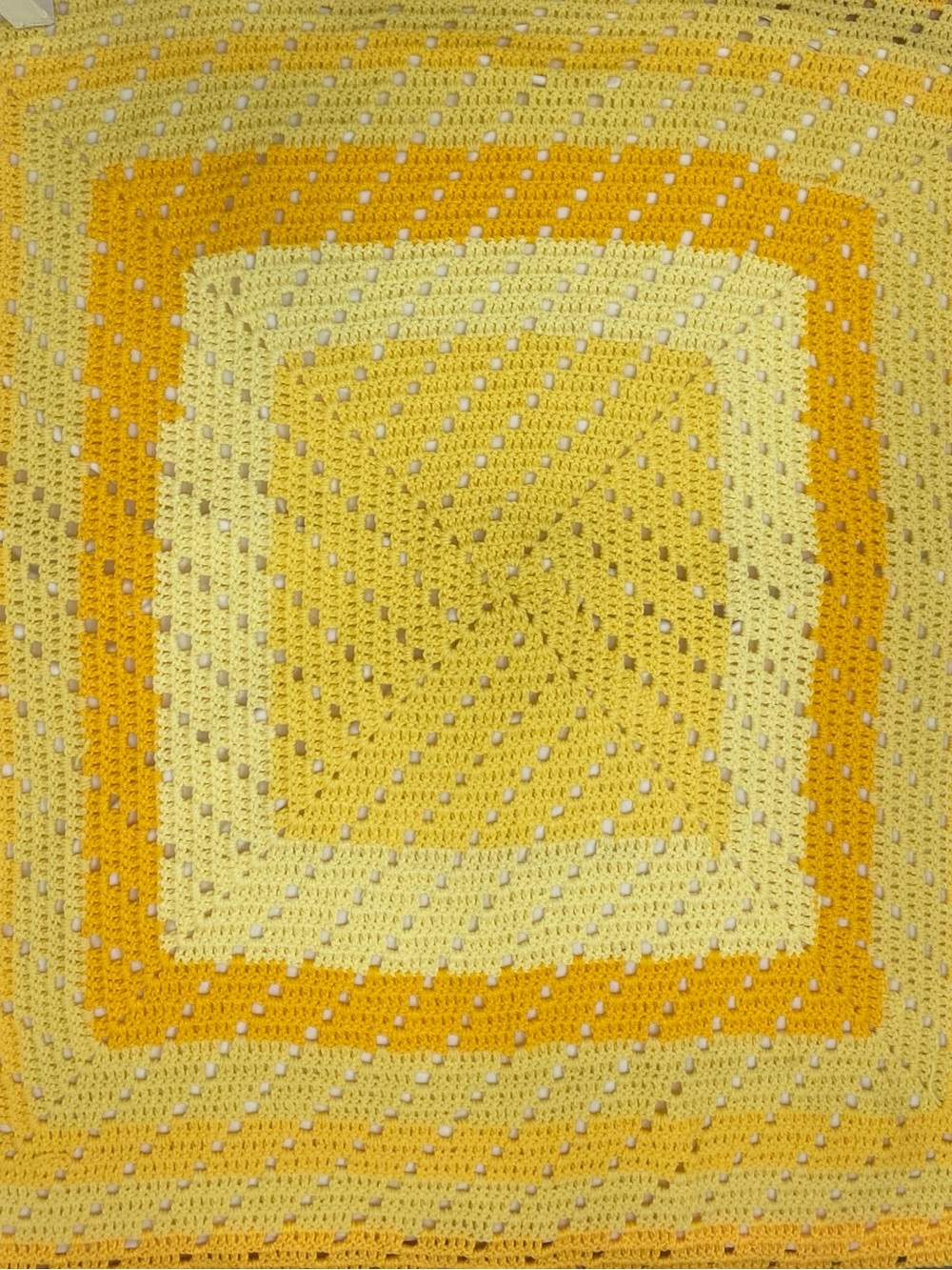 Sunny Yellow Crochet Throw Blanket – Handcrafted Home Accent